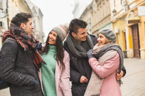 istock Four young adults in city 646382948