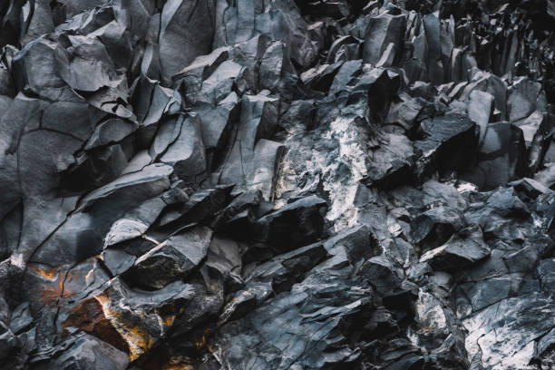 bella consistenza basalta, islanda - paesaggio vulcanico foto e immagini stock