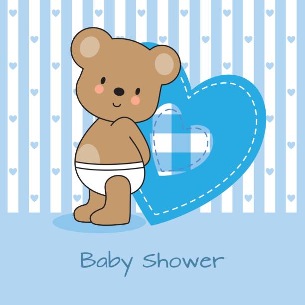 Baby Shower Card Stock Illustration - Download Image Now - Baby Shower,  Bear, Boys - iStock