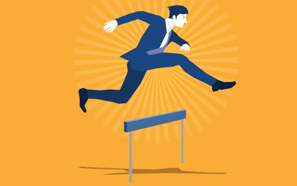 прыжки через препятствия без задержки - hurdle business businessman sport stock illustrations