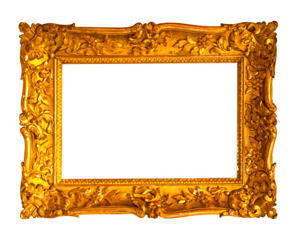 istock Antique golden frame isolated on white background 646397826