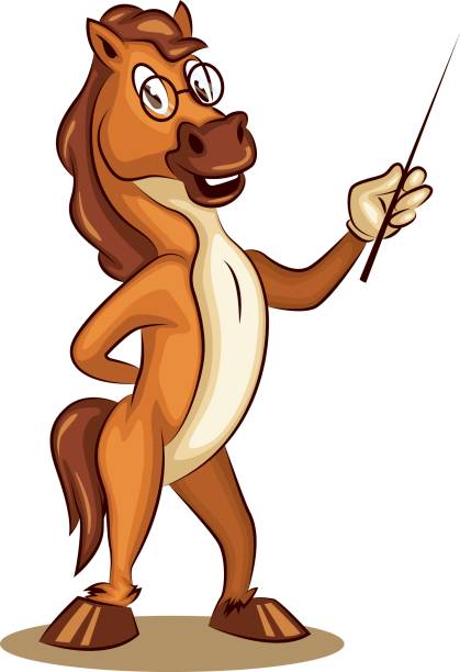 Cartoon Character Mascot Teacher Horse Training Lesson Knowledge Logo Vector vector art illustration