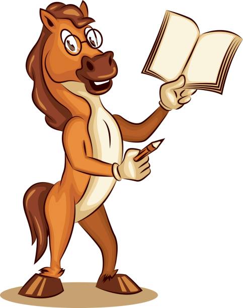 Cartoon Character Mascot Teacher Horse Training Lesson Knowledge Logo Vector vector art illustration