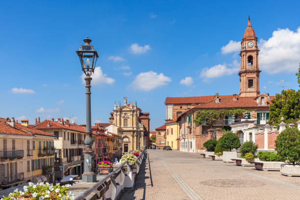 Beautiful view of town of Bra in Italy. stock photo