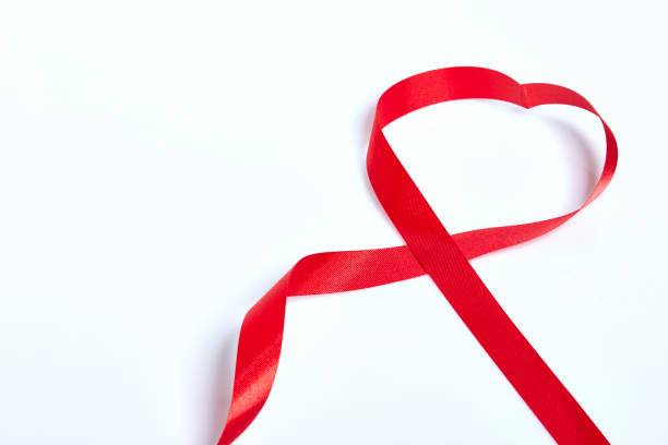 istock Red heart ribbon, on white background 646403974