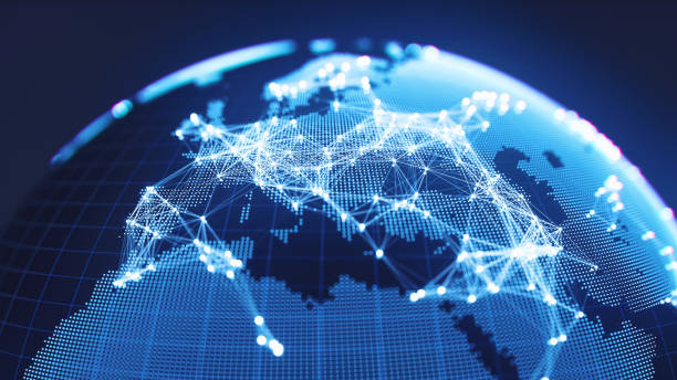 istock Abstract Blue Globe With Glowing Networks - Europe 646404888
