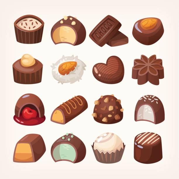 çikolata şeker kutusu - çikolata illüstrasyonlar stock illustrations