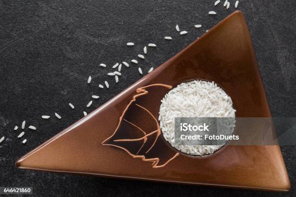 The Triangle Rice Thing Rice In The Triangle Plate On The Dark Background Stock Photo ...