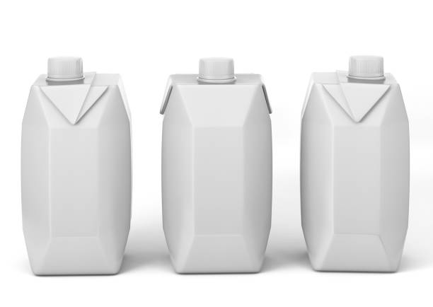istock Milk and juice White boxes for retail package mock up. 646425266