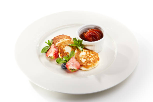istock Cheese Pancake with Berries and Fresh Mint 646425458