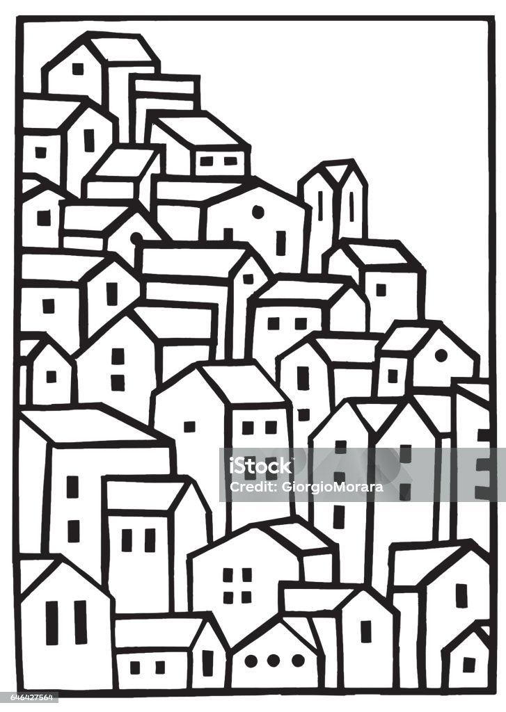 Mountain Village Vector Blank Illustration Architecture stock vector