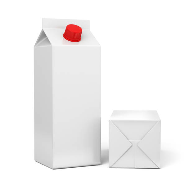 istock Milk and juice White boxes for retail package mock up. 646428092