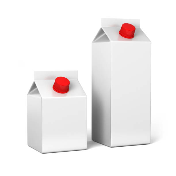 istock Milk and juice White boxes for retail package mock up. 646428110