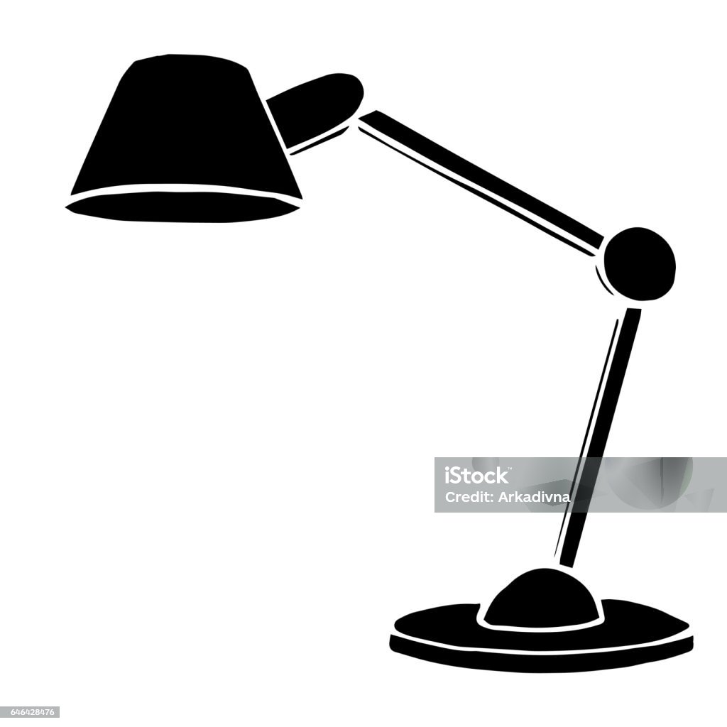 Table lamp isolated on white background. Vector illustration in a sketch style Art stock vector