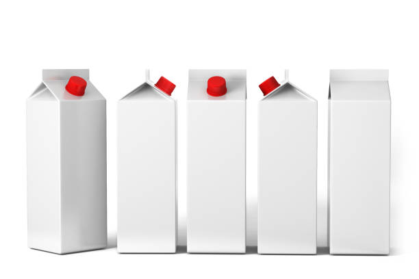 istock Milk and juice White boxes for retail package mock up. 646431156