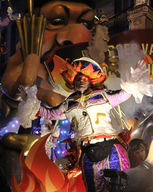 Aalst Carnival 2017 Aalst, Belgium- February 26, 2017: Unknown male dancer during the annual carnival parade in Aalst, which is a UNESCO recognized event of Intangible Cultural Heritage. mardi gras body painting stock pictures, royalty-free photos & images