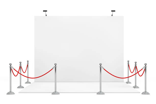 istock Barrier Rope Around Trade Show Booth. 3d Rendering 646431600