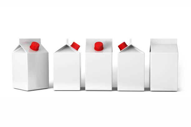 istock Milk and juice White boxes for retail package mock up. 646431956