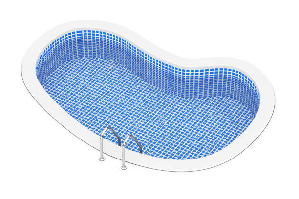 istock Blue Outdoor Swimming Water Pool with Ladder. 3d Rendering 646435576