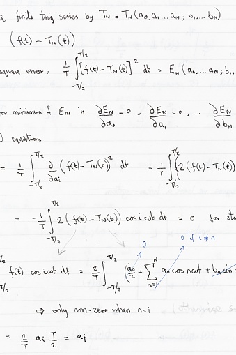 Mathematical equations and formulae in a notebook