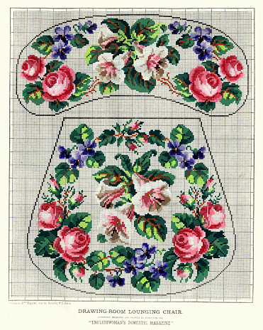 Victorian flower embroidery pattern