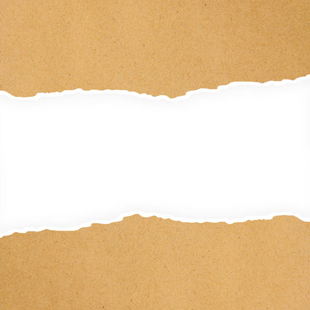 Ragged paper on white background Ragged paper on white background torn brown paper stock pictures, royalty-free photos & images