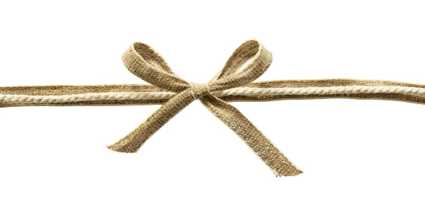 Beige Canvas Ribbon With Rope And Bow Stock Photo - Download Image Now -  Linen, Tied Bow, Burlap - iStock