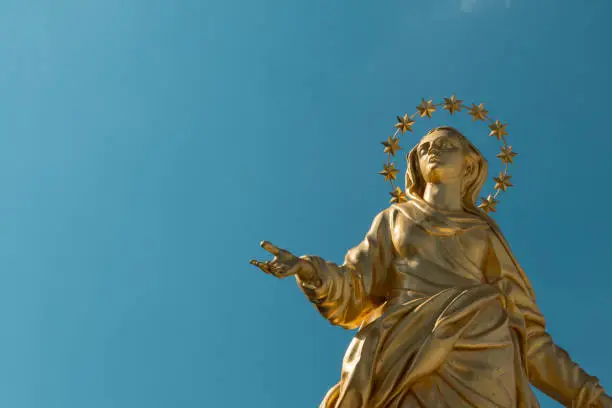 Photo of Madonna Golden Statue Perfect Bronze Replica in Milan, Italy
