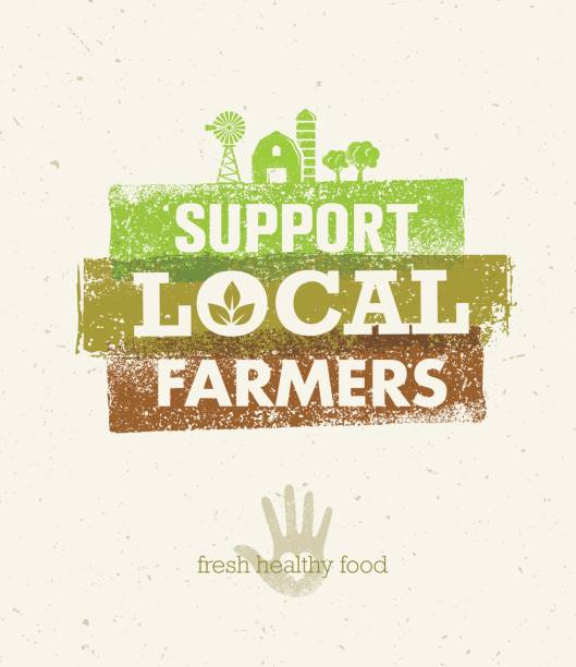 Local Food Market. From Farm To Table Creative Organic Vector Concept on Recycled Paper Background Local Food Market. From Farm To Table Creative Organic Vector Concept on Recycled Paper Background. organic food stock illustrations