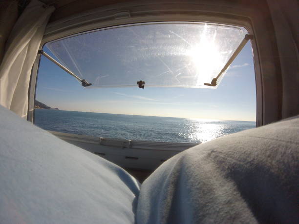 istock View of the sea from camper window 646480338