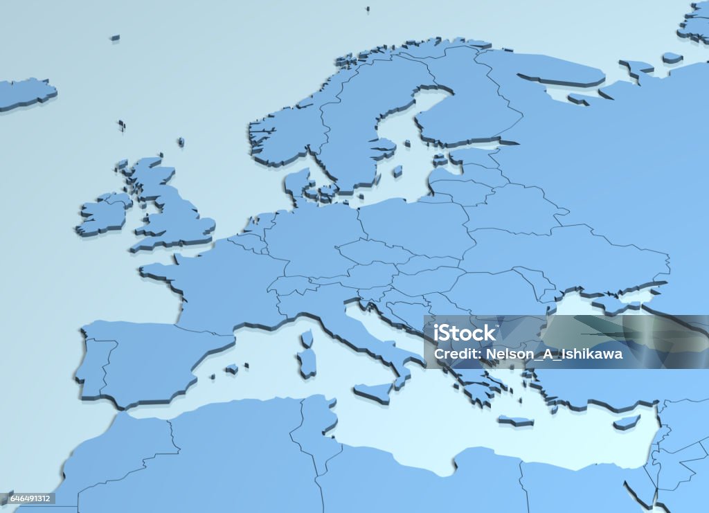 Europe 3D Map Stock Photo