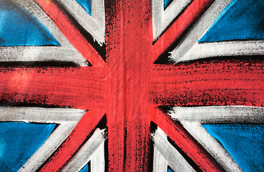 Flag of United Kingdom, British flag design background, paint on fabric
