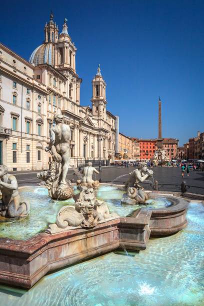 Navona Square, Rome Piazza Navona, Rome. On the foreground the Moor fountain by Bernini fontana del moro stock pictures, royalty-free photos & images