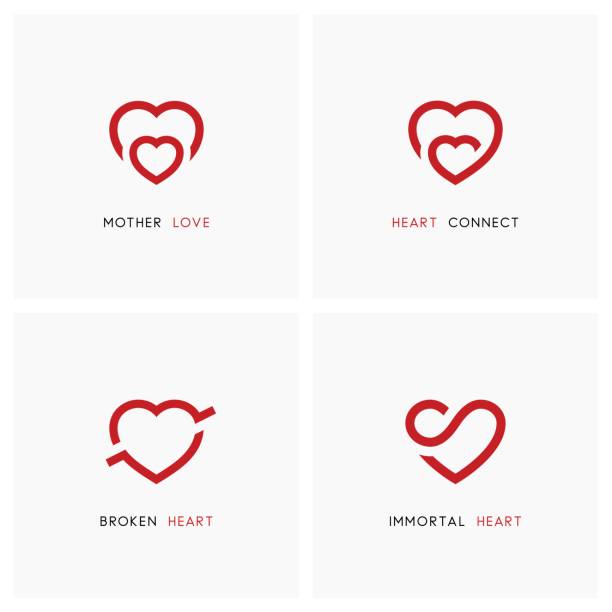 Family and relationships - love design element set Love vector design element set. Red hearts, mother and child, baby care symbols - family, pregnancy and relationships icons. infinity heart stock illustrations