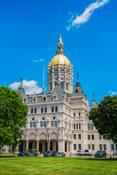 Connecticut State Capitol in Hartford Connecticut USA Stock Photo of the landmark Connecticut State Capitol building in downtown Hartford, Connecticut, USA. connecticut state capitol building stock pictures, royalty-free photos & images