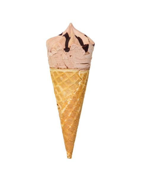 istock Chocolate ice cream with chocolate glaze in waffle cone 646505450