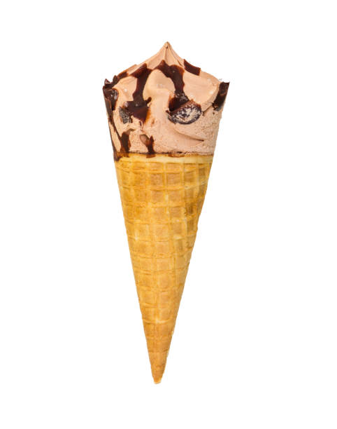 istock Chocolate ice cream with chocolate decoration in waffle cone 646505774