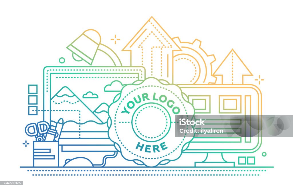 Image Processing Logo Sample Logo Template Image Processing Flat Line Design Website Banner Stock ...