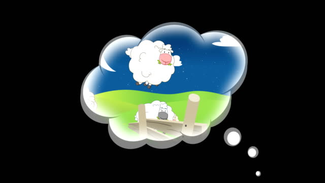Sheep jumping over a fence in a dream cloud - 4K