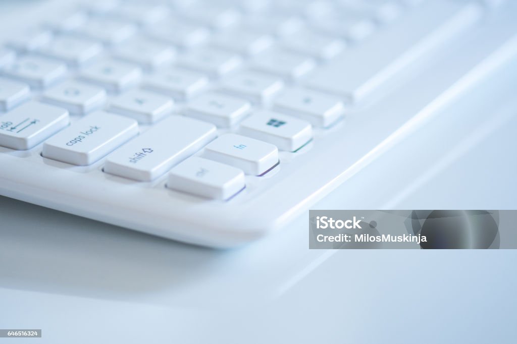 Desktop Keyboard Computer White White Computer Keyboard Stock Photo - Download Image Now - Button ...
