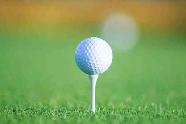 istock Golf ball on tee in a beautiful golf club. 646532680