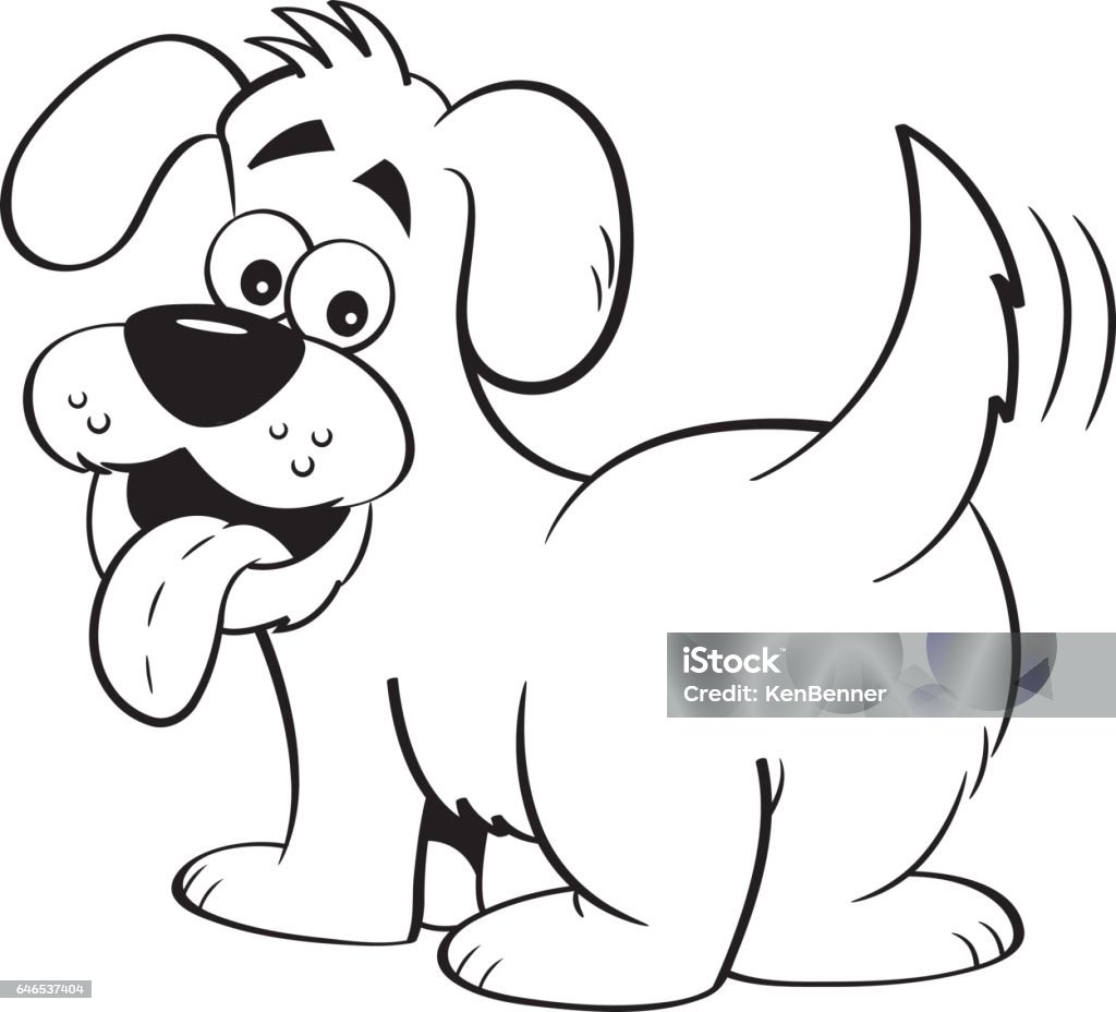 Ilustración de Perro De Dibujos Animados Feliz Mirando Hacia Atrás y más  Vectores Libres de Derechos de Cola - Parte del cuerpo animal - iStock