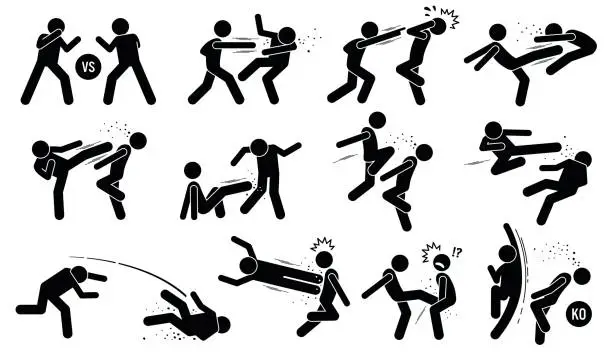 Vector illustration of Street fighting attacking stance