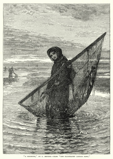 istock Young victorian girl fishing for shrimp 646554710