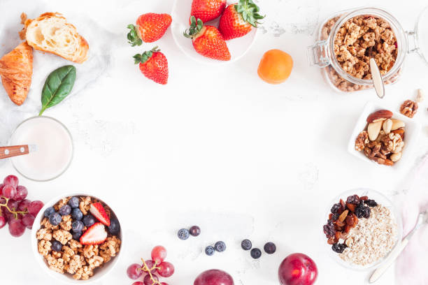 istock Healthy breakfast with muesli, fruits, berries, nuts 646554862