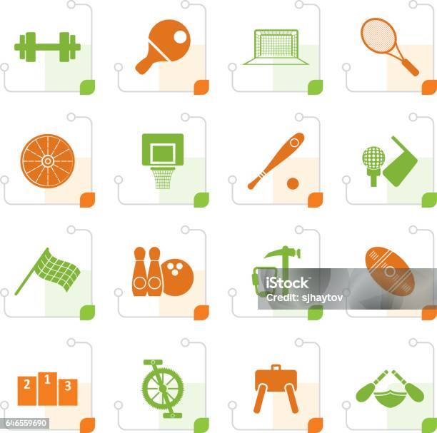 Sports Tools Graphics Stylized Sports Gear And Tools Stock Illustration - Download Image Now ...