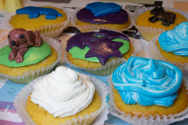 Lot of cupcakes ready to eat stock photo