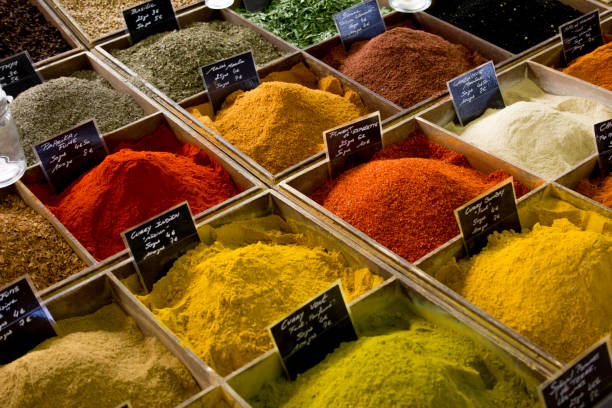 Some different spices in a provencal market stock photo