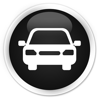 Car icon isolated on premium black round button abstract illustration