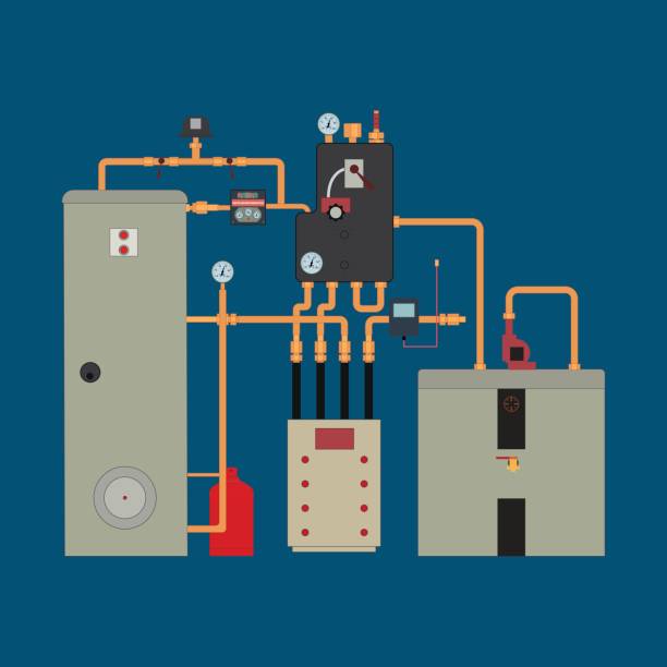 illustrations, cliparts, dessins animés et icônes de pompe à chaleur, système de chauffage - gas boiler illustrations